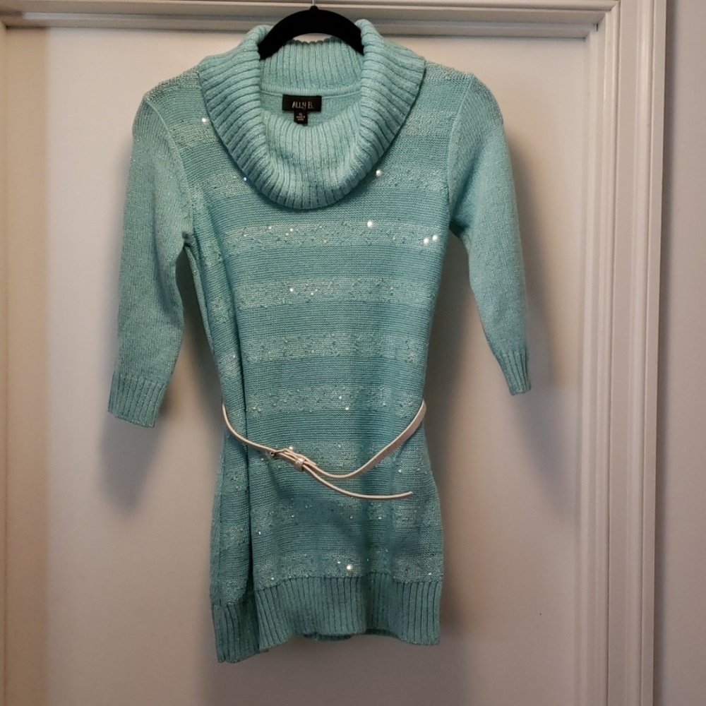 Light blue sparkly sweater dress/tunic